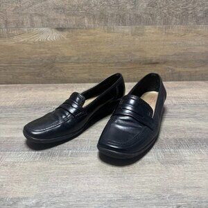 Sesto Meucci Black Leather Penny Loafers Women's Size 9